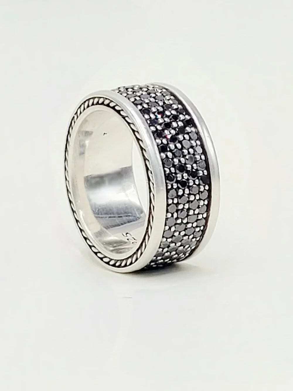 David Yurman Streamline Four Row Ring w/ Pavé Black Diamonds - Size 10 - RARE
